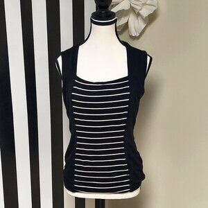 White House Black Market: Black and White Striped Tank Size S